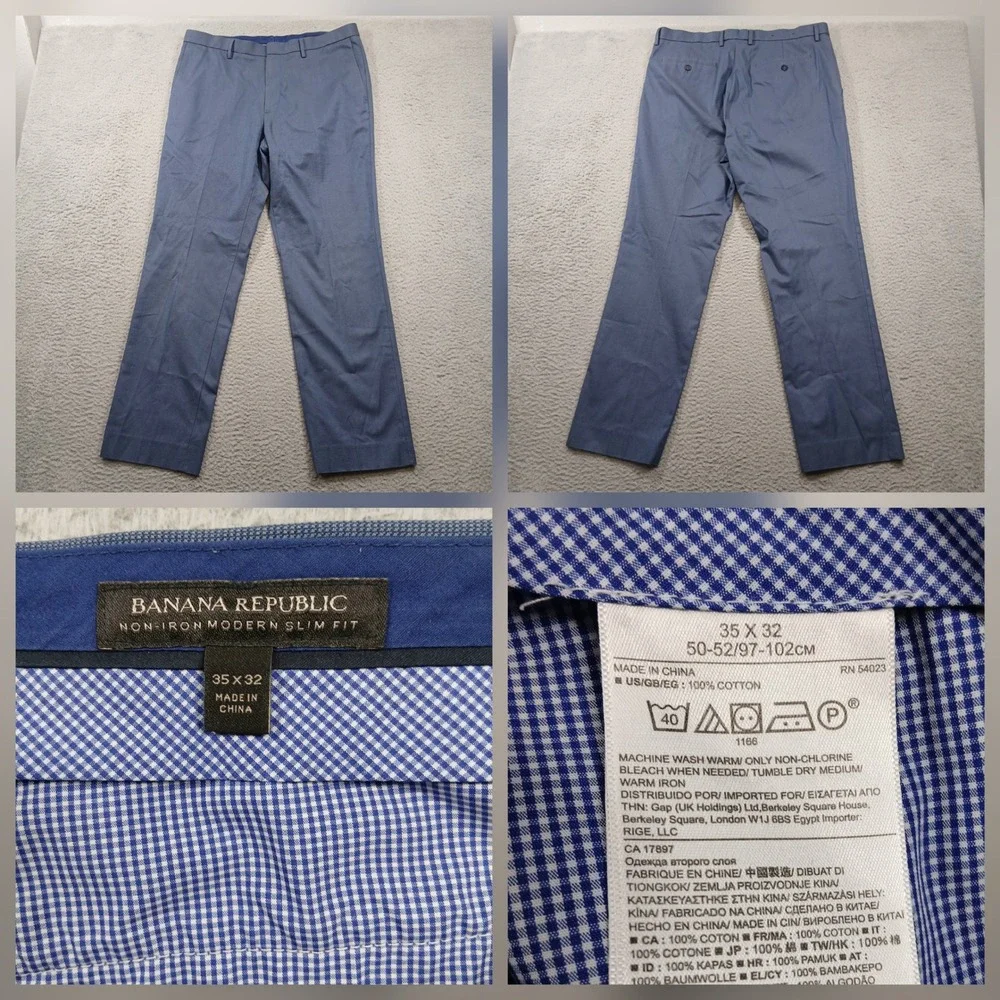 Banana‎ Republic Dress Pants Men's 35x32 Blue Modern Slim Fit